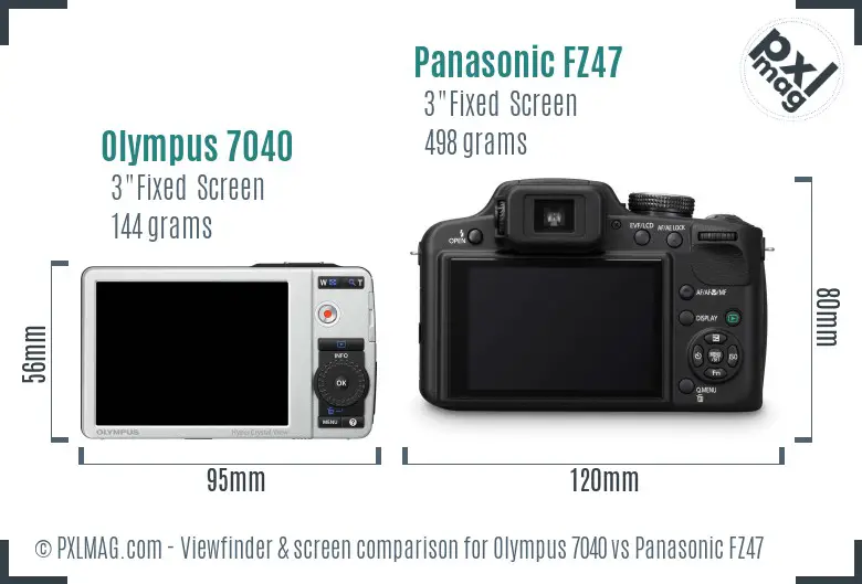Olympus 7040 vs Panasonic FZ47 Screen and Viewfinder comparison
