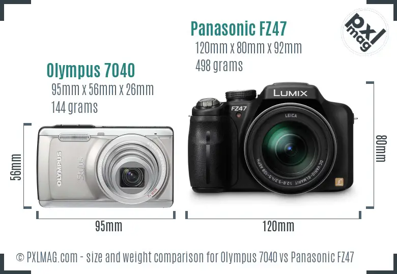 Olympus 7040 vs Panasonic FZ47 size comparison