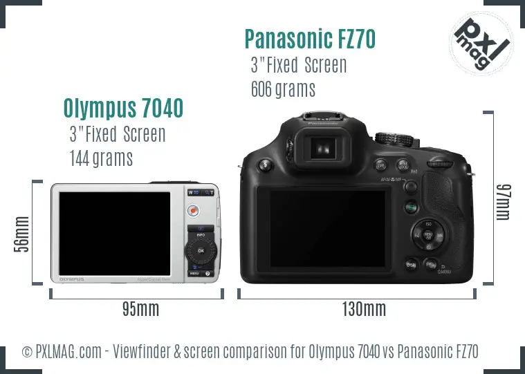 Olympus 7040 vs Panasonic FZ70 Screen and Viewfinder comparison