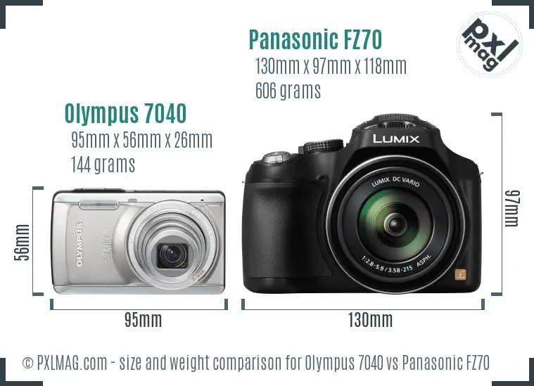 Olympus 7040 vs Panasonic FZ70 size comparison