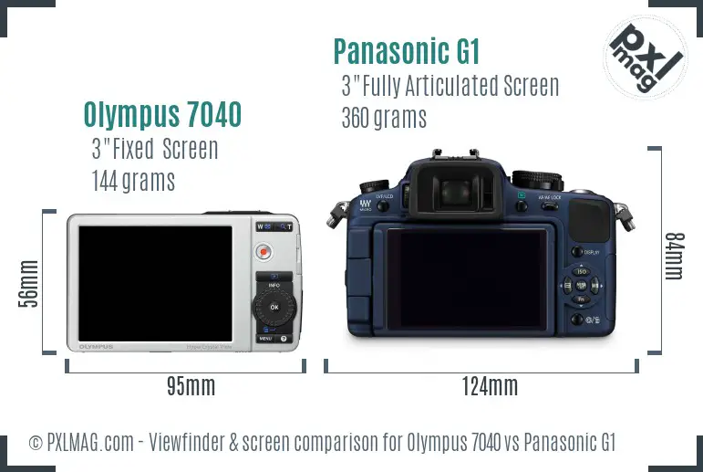 Olympus 7040 vs Panasonic G1 Screen and Viewfinder comparison