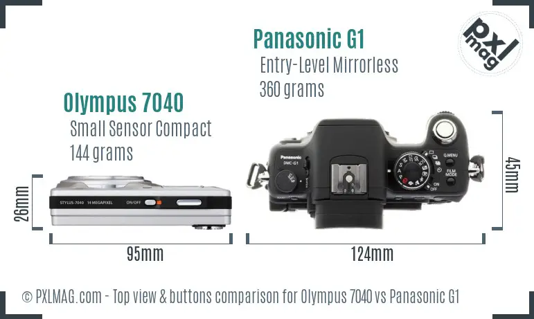 Olympus 7040 vs Panasonic G1 top view buttons comparison