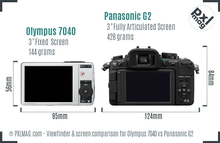 Olympus 7040 vs Panasonic G2 Screen and Viewfinder comparison