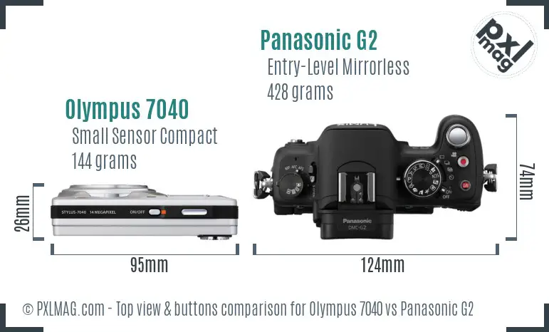 Olympus 7040 vs Panasonic G2 top view buttons comparison