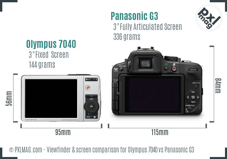 Olympus 7040 vs Panasonic G3 Screen and Viewfinder comparison