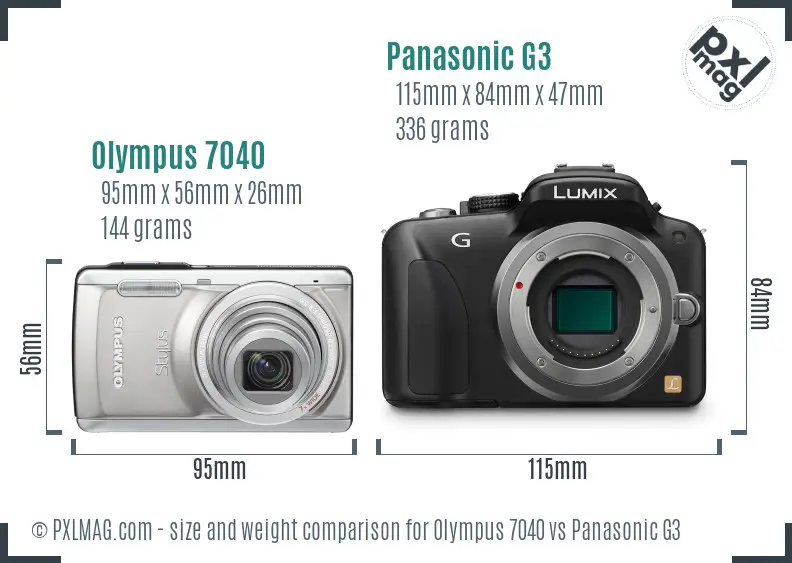 Olympus 7040 vs Panasonic G3 size comparison