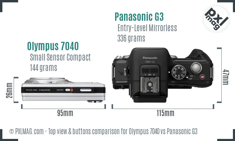 Olympus 7040 vs Panasonic G3 top view buttons comparison