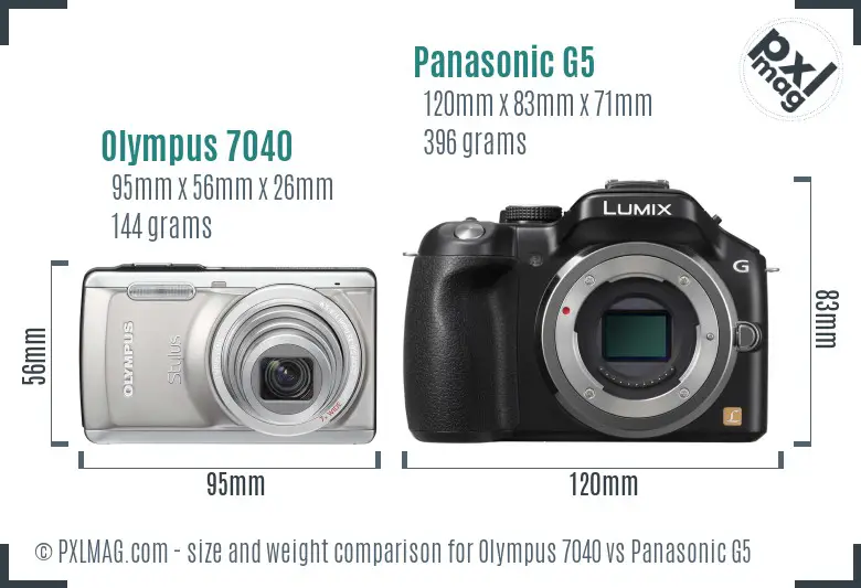 Olympus 7040 vs Panasonic G5 size comparison