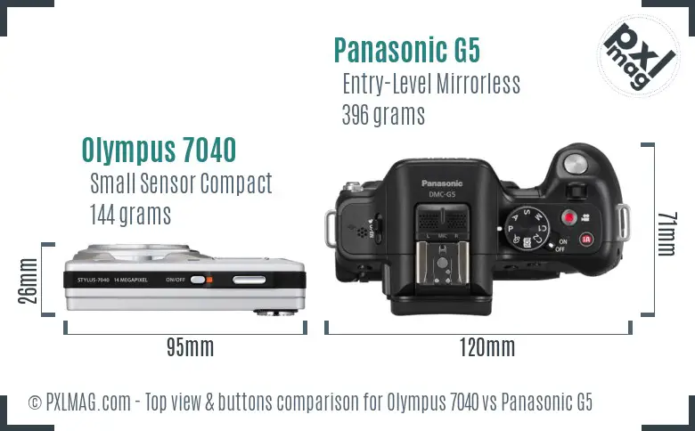 Olympus 7040 vs Panasonic G5 top view buttons comparison