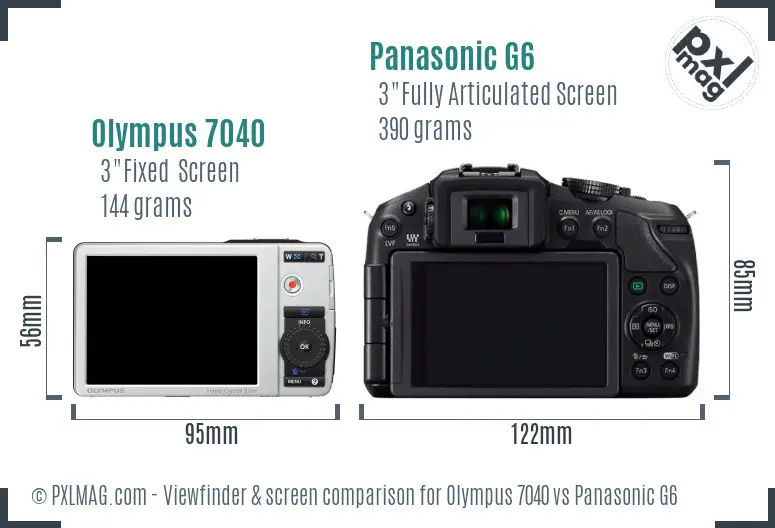 Olympus 7040 vs Panasonic G6 Screen and Viewfinder comparison