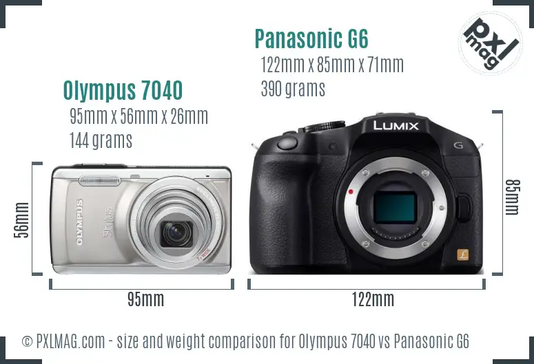 Olympus 7040 vs Panasonic G6 size comparison