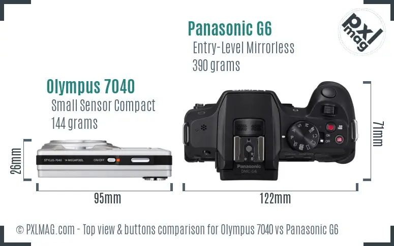 Olympus 7040 vs Panasonic G6 top view buttons comparison