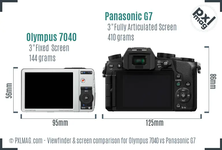 Olympus 7040 vs Panasonic G7 Screen and Viewfinder comparison