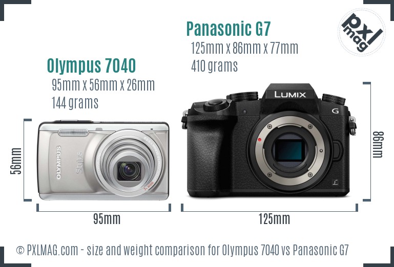 Olympus 7040 vs Panasonic G7 size comparison