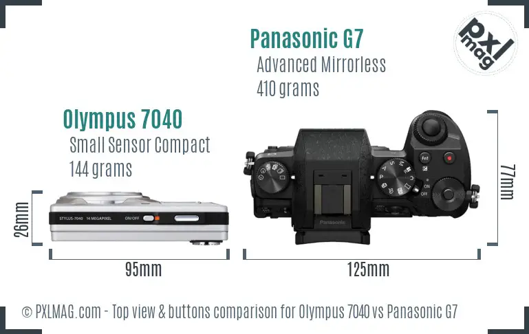 Olympus 7040 vs Panasonic G7 top view buttons comparison