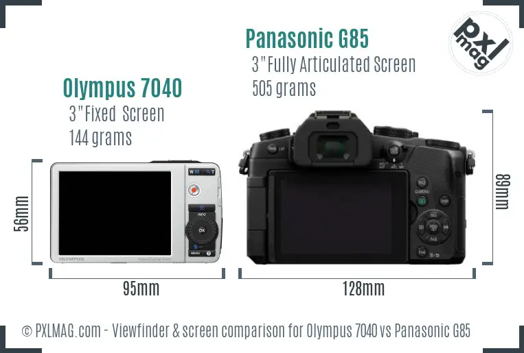 Olympus 7040 vs Panasonic G85 Screen and Viewfinder comparison