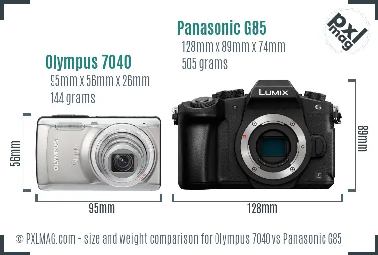 Olympus 7040 vs Panasonic G85 size comparison