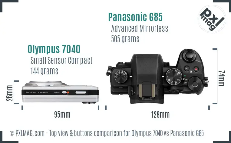 Olympus 7040 vs Panasonic G85 top view buttons comparison
