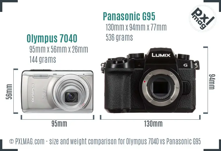 Olympus 7040 vs Panasonic G95 size comparison