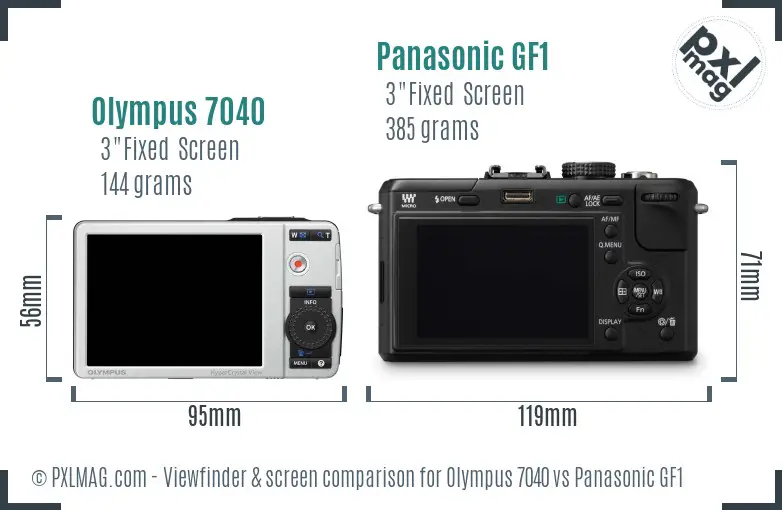 Olympus 7040 vs Panasonic GF1 Screen and Viewfinder comparison