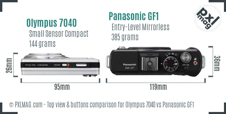 Olympus 7040 vs Panasonic GF1 top view buttons comparison