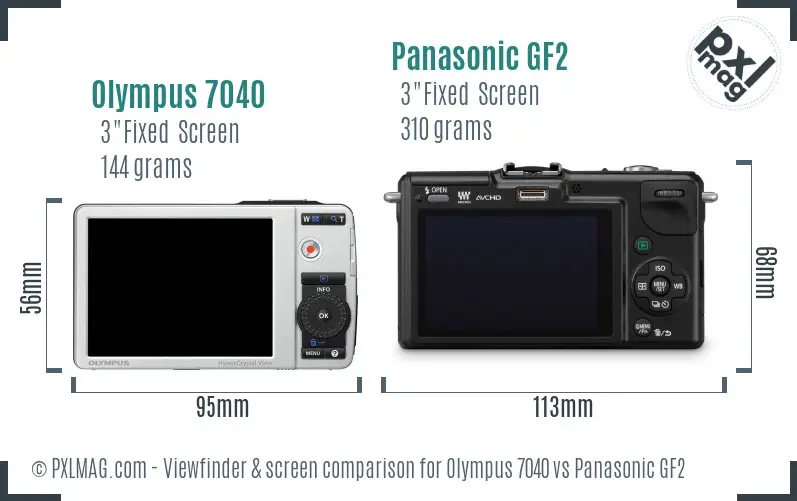 Olympus 7040 vs Panasonic GF2 Screen and Viewfinder comparison