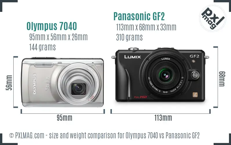 Olympus 7040 vs Panasonic GF2 size comparison