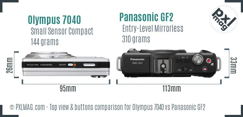 Olympus 7040 vs Panasonic GF2 top view buttons comparison