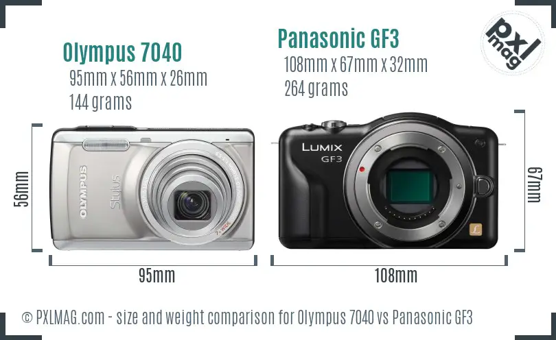 Olympus 7040 vs Panasonic GF3 size comparison