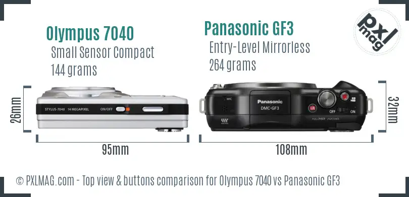 Olympus 7040 vs Panasonic GF3 top view buttons comparison