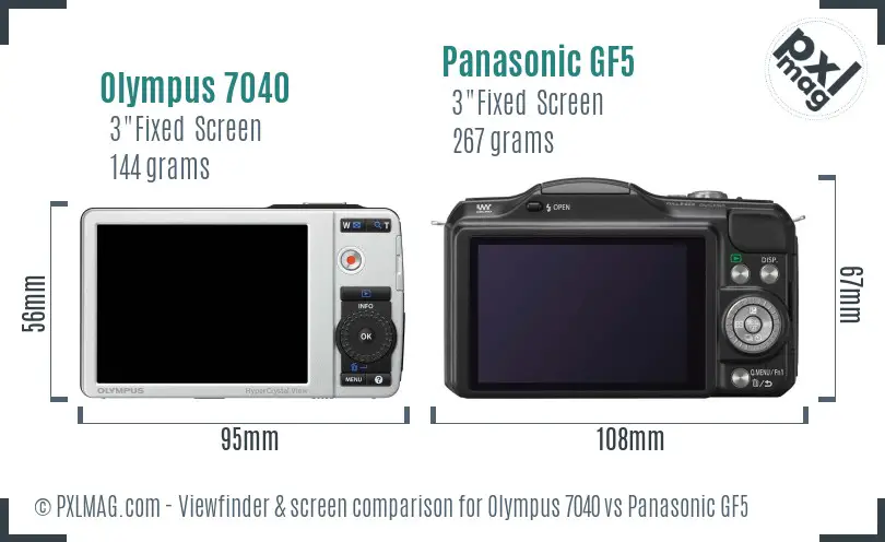 Olympus 7040 vs Panasonic GF5 Screen and Viewfinder comparison