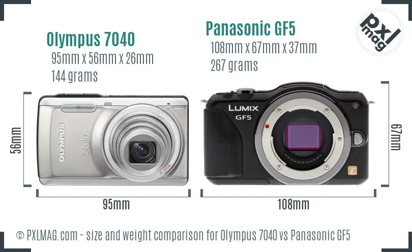 Olympus 7040 vs Panasonic GF5 size comparison