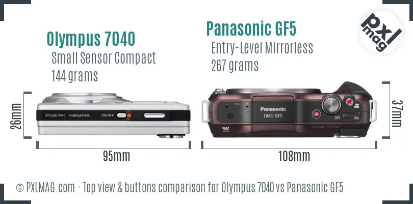 Olympus 7040 vs Panasonic GF5 top view buttons comparison