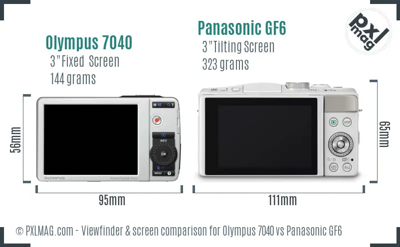 Olympus 7040 vs Panasonic GF6 Screen and Viewfinder comparison