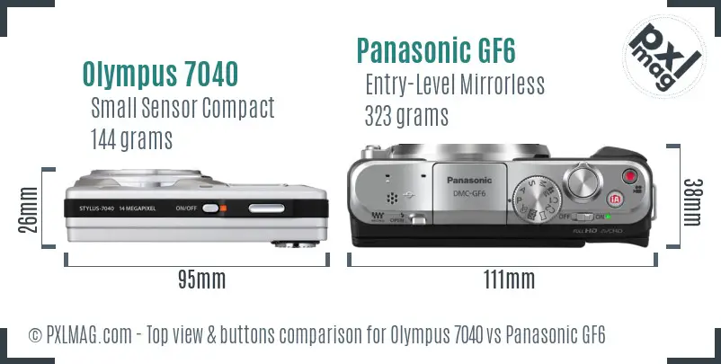 Olympus 7040 vs Panasonic GF6 top view buttons comparison