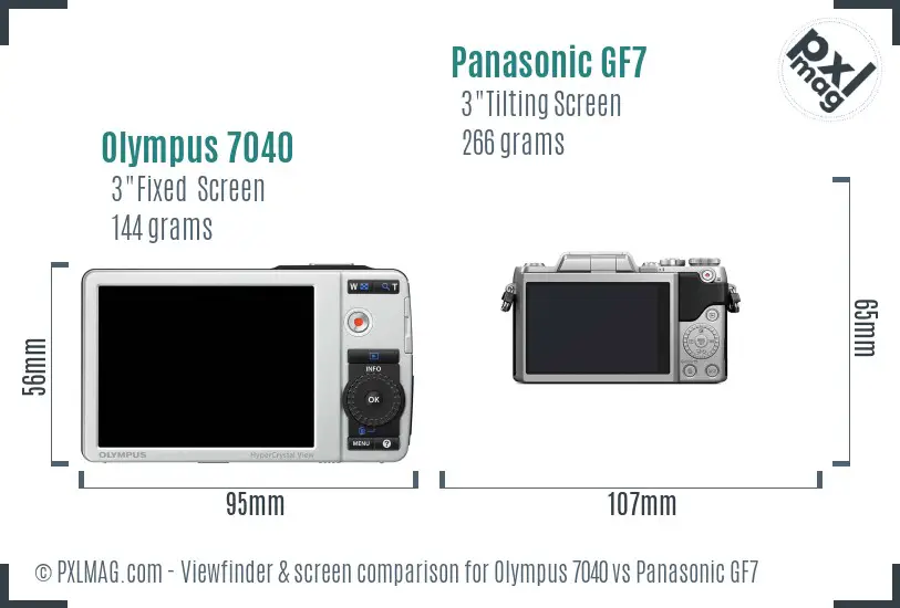 Olympus 7040 vs Panasonic GF7 Screen and Viewfinder comparison