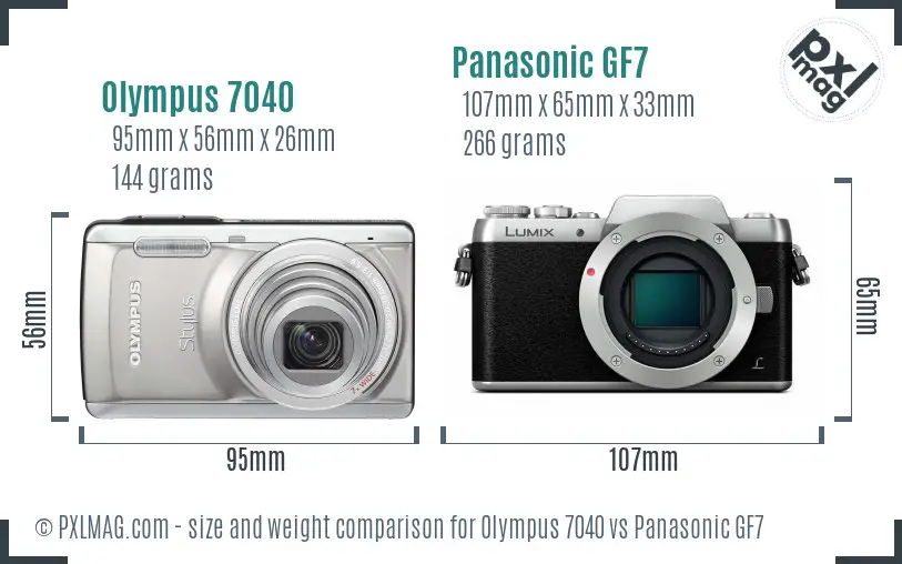 Olympus 7040 vs Panasonic GF7 size comparison