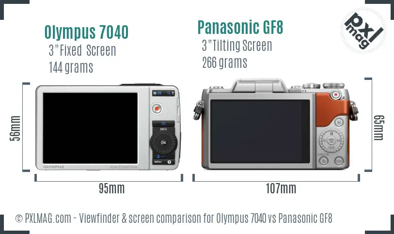 Olympus 7040 vs Panasonic GF8 Screen and Viewfinder comparison