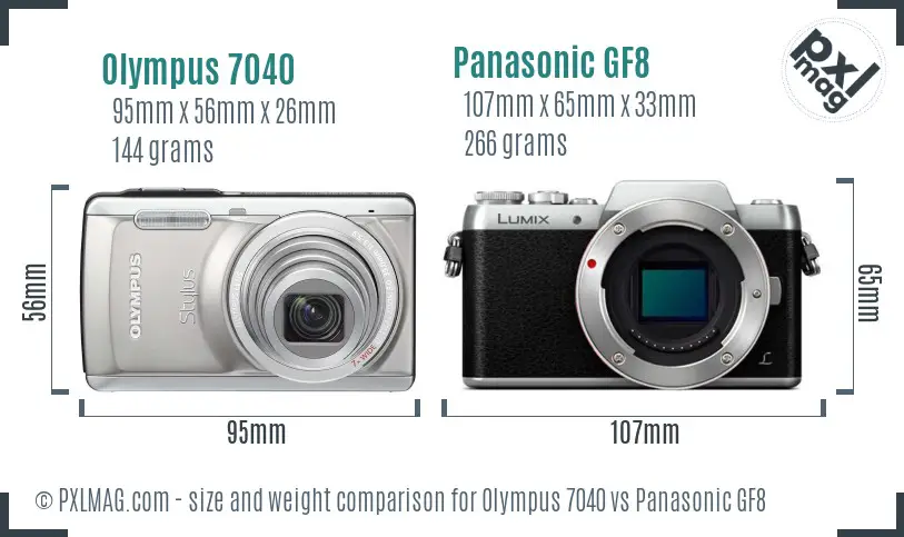 Olympus 7040 vs Panasonic GF8 size comparison