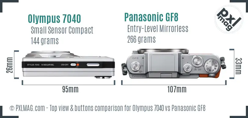 Olympus 7040 vs Panasonic GF8 top view buttons comparison