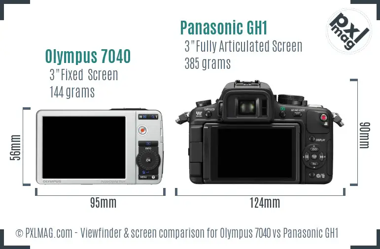 Olympus 7040 vs Panasonic GH1 Screen and Viewfinder comparison
