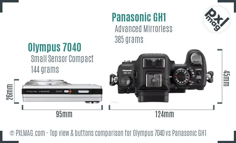 Olympus 7040 vs Panasonic GH1 top view buttons comparison