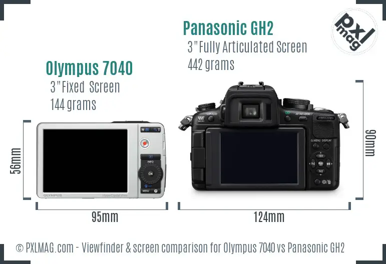 Olympus 7040 vs Panasonic GH2 Screen and Viewfinder comparison