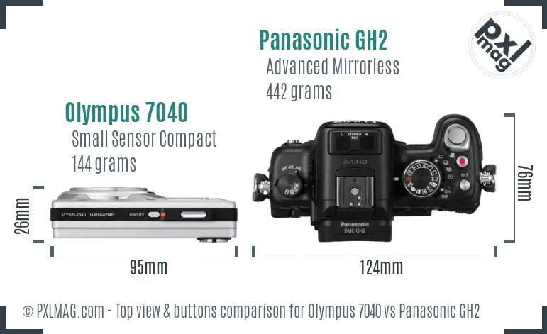 Olympus 7040 vs Panasonic GH2 top view buttons comparison