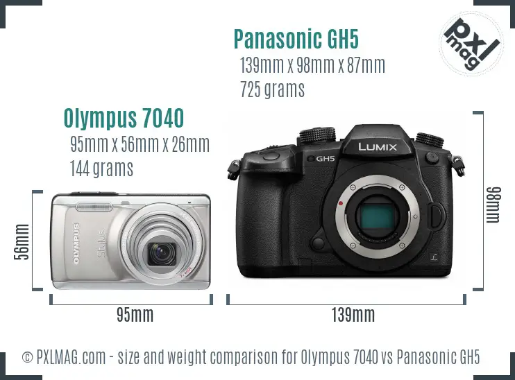 Olympus 7040 vs Panasonic GH5 size comparison