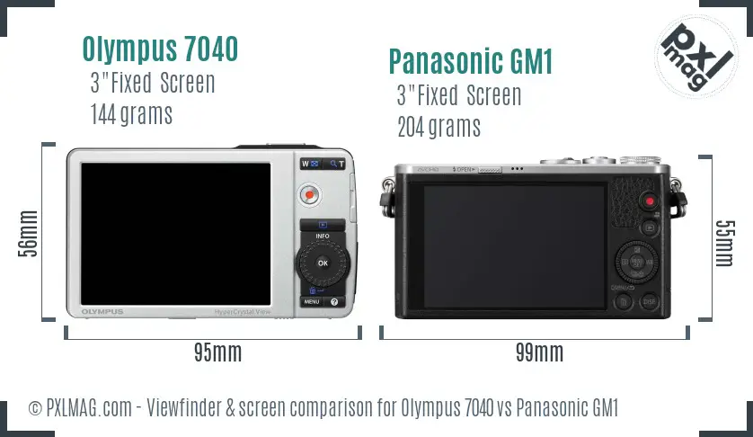 Olympus 7040 vs Panasonic GM1 Screen and Viewfinder comparison