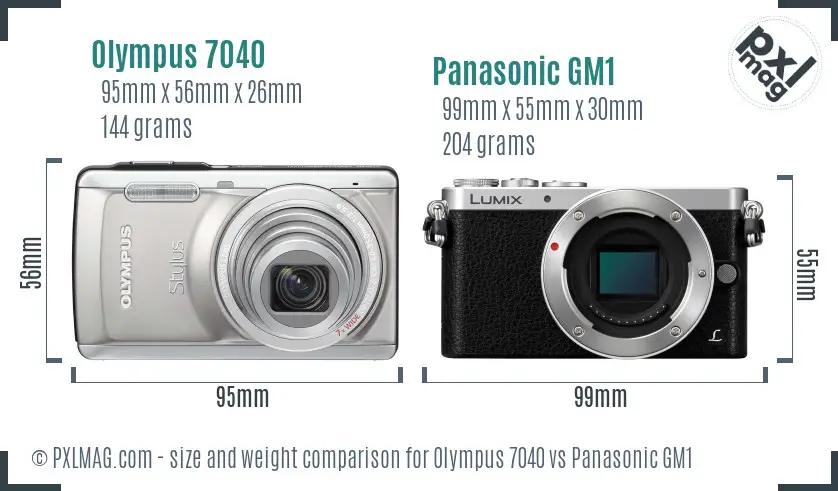 Olympus 7040 vs Panasonic GM1 size comparison