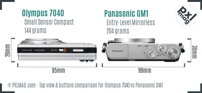 Olympus 7040 vs Panasonic GM1 top view buttons comparison