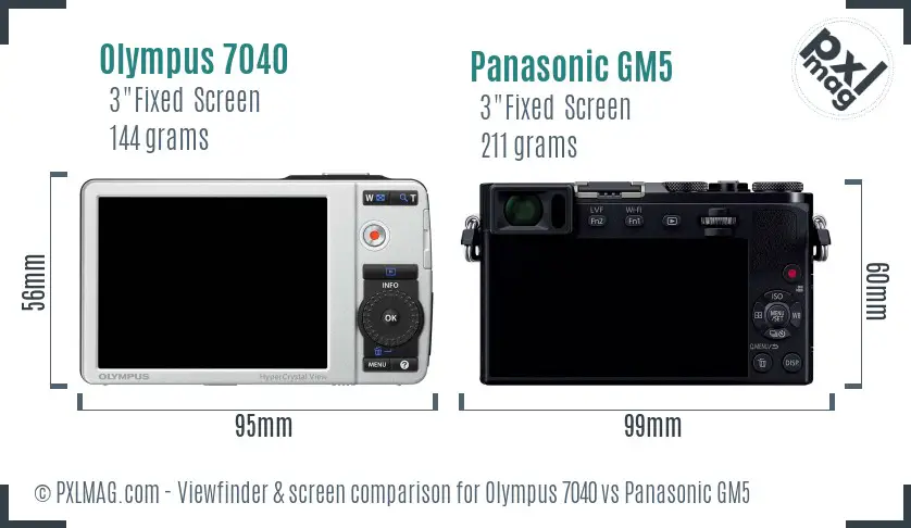 Olympus 7040 vs Panasonic GM5 Screen and Viewfinder comparison