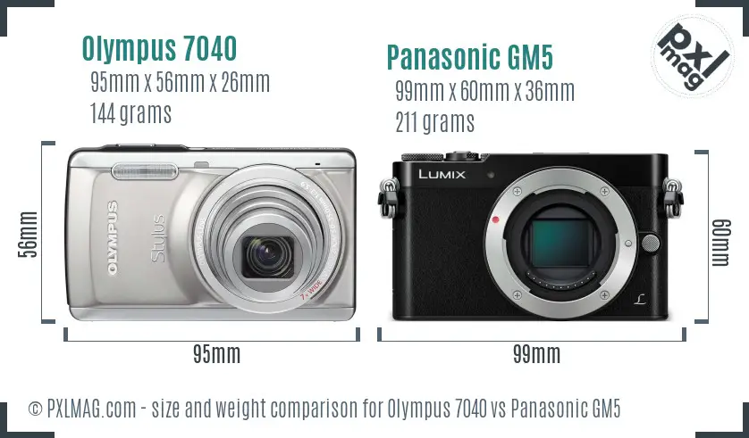 Olympus 7040 vs Panasonic GM5 size comparison